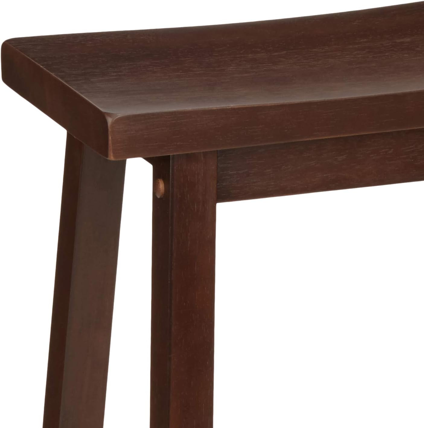 Walnut Saddle Seat Counter Stool 24 Inch Set Of 2 Stools