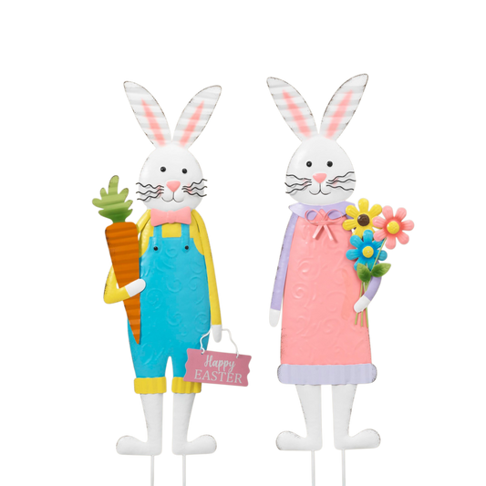 Metal Easter Bunny Yard Stake -