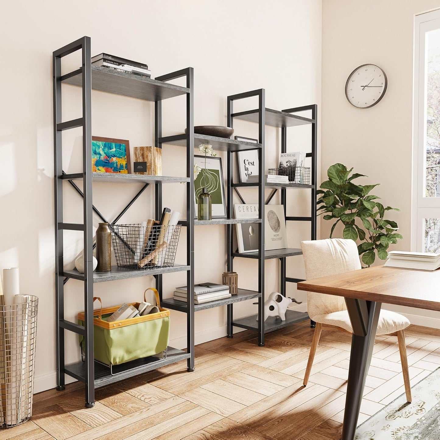 Grey 4 Tier Ladder Bookshelf With 11 Open Shelves For Home