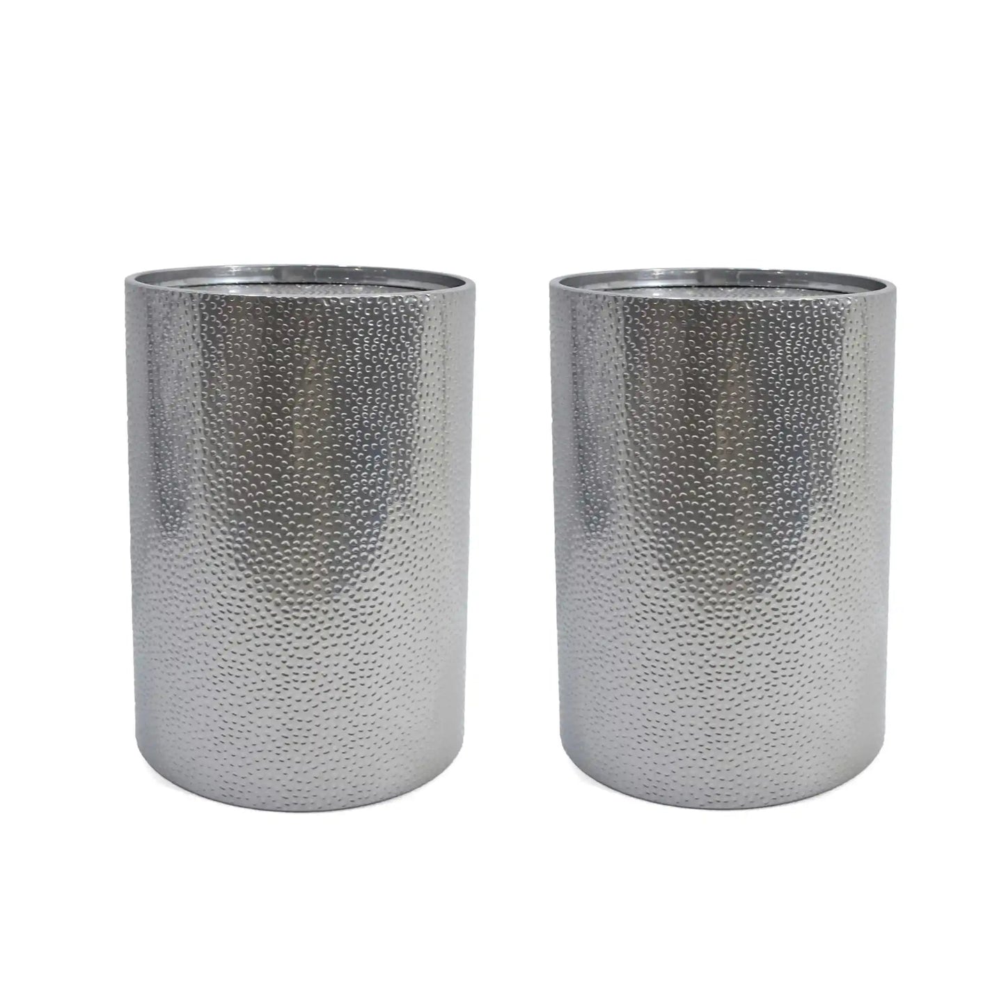 Modern Round Accent Table With Hammered Surface
