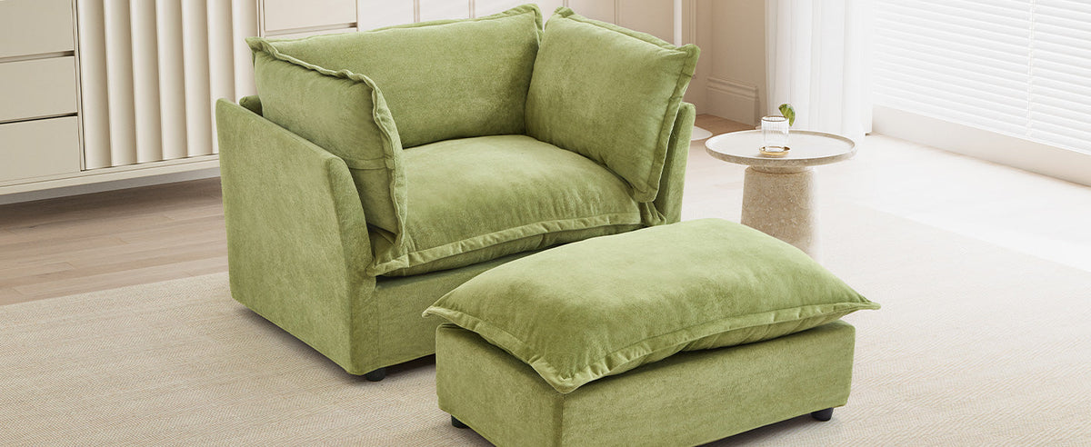 Modern Armchair Sofa with Movable Ottoman