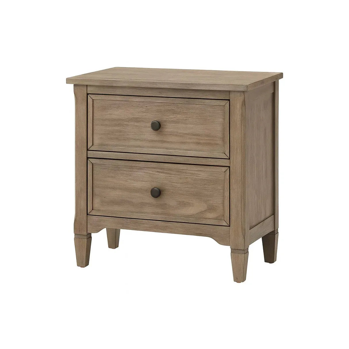 Transitional Full Size Bed w Trundle 2x Nightstands Warm Gray Bedroom Furniture Wood Grain Texture 3pc Set