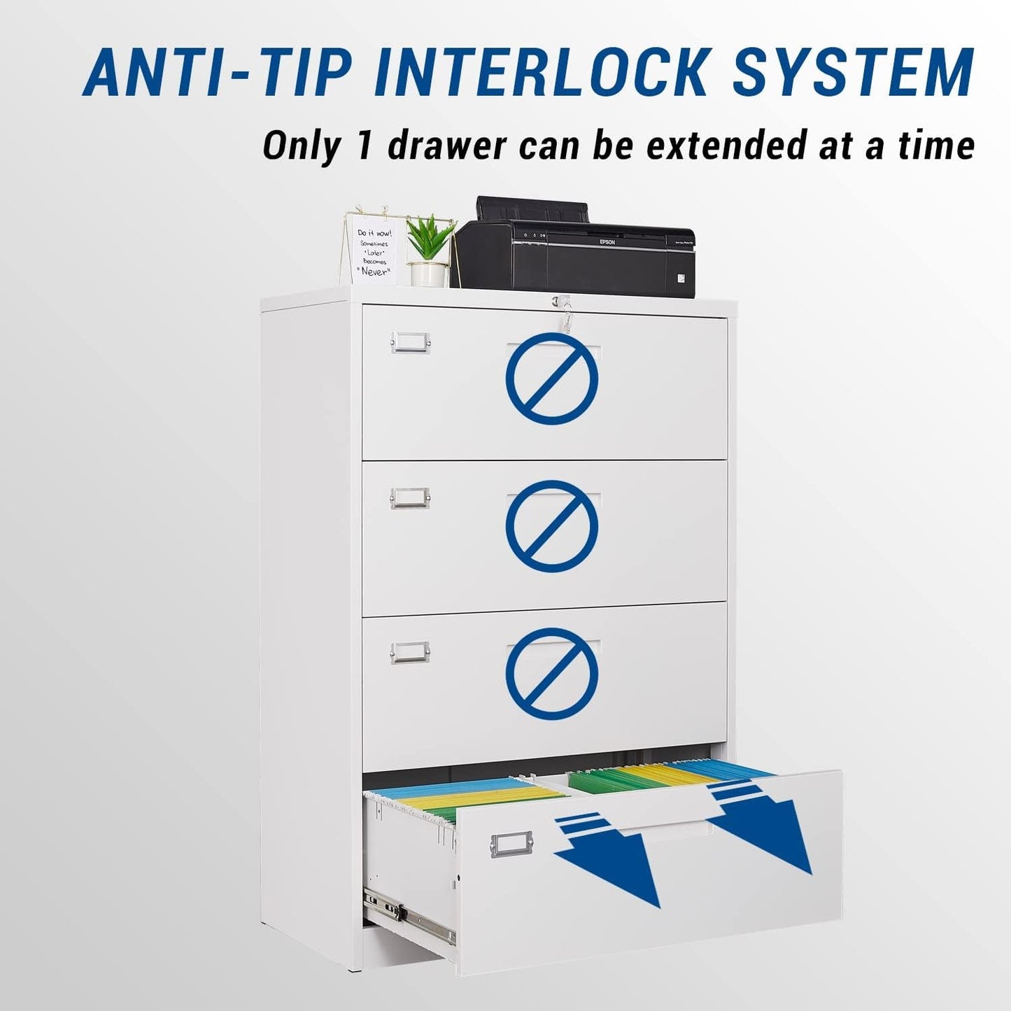 Lockable 4 Drawer Metal File Cabinet For Home Office