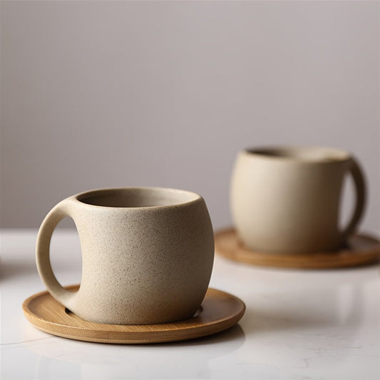 Elegant Ceramic Mug & Saucer Set | 7oz Modern Eco Drinkware