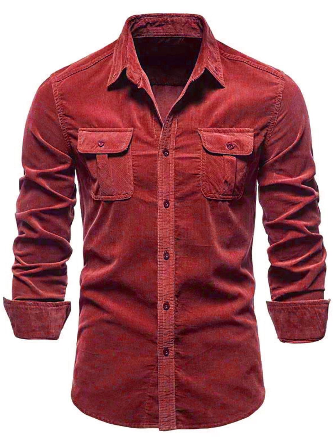 Collared Neck Button Down Shirt with Chest Pockets Plus Size