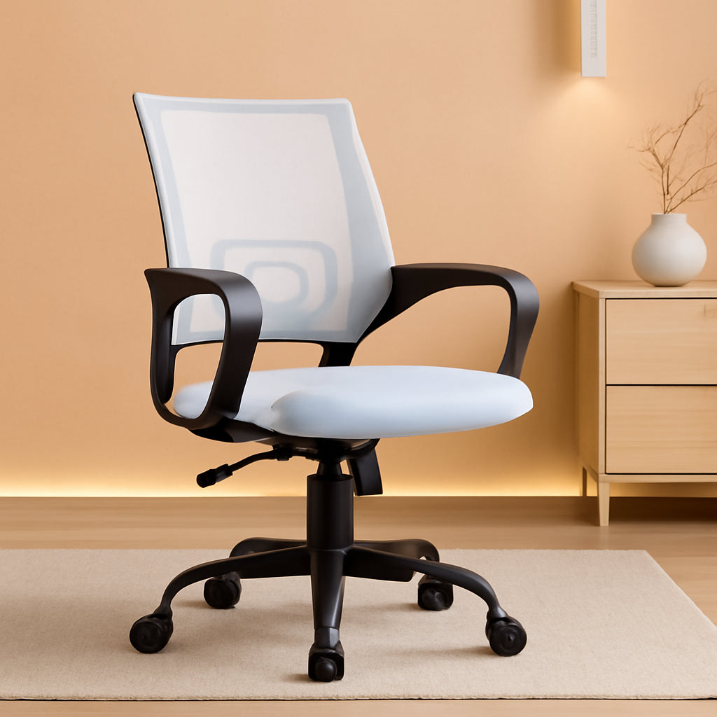 Ergonomic White Office Chair With Lumbar Support For Home