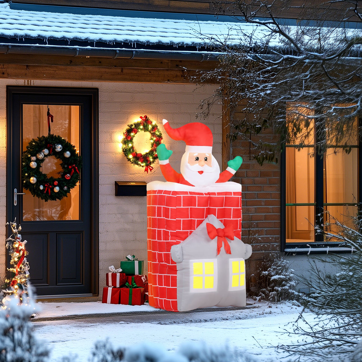 7Ft Christmas Inflatable Santa in Chimney Up and Down