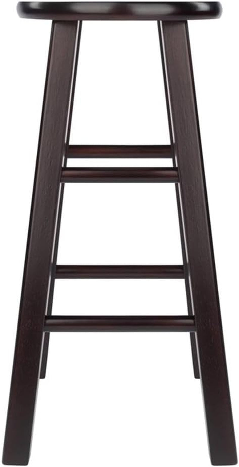 Espresso Counter Stool Set 2 Piece Solid Wood 24 Inch