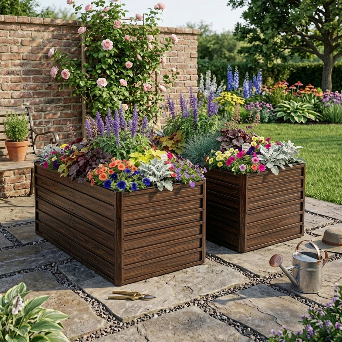 2-Pack 74.6"x35.4"x25" Raised Garden Bed Kit
