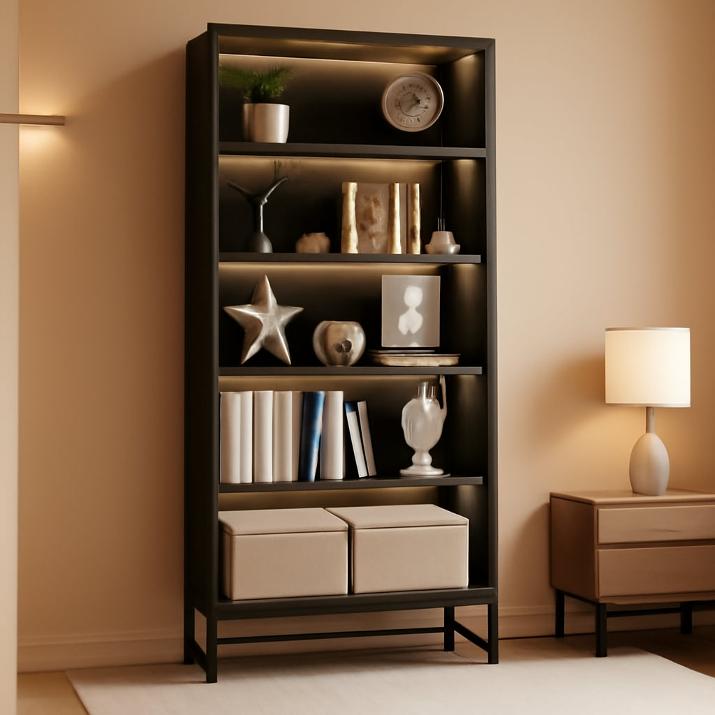 Tall Bookcase 70.8 Inch Led Lights For Living Room