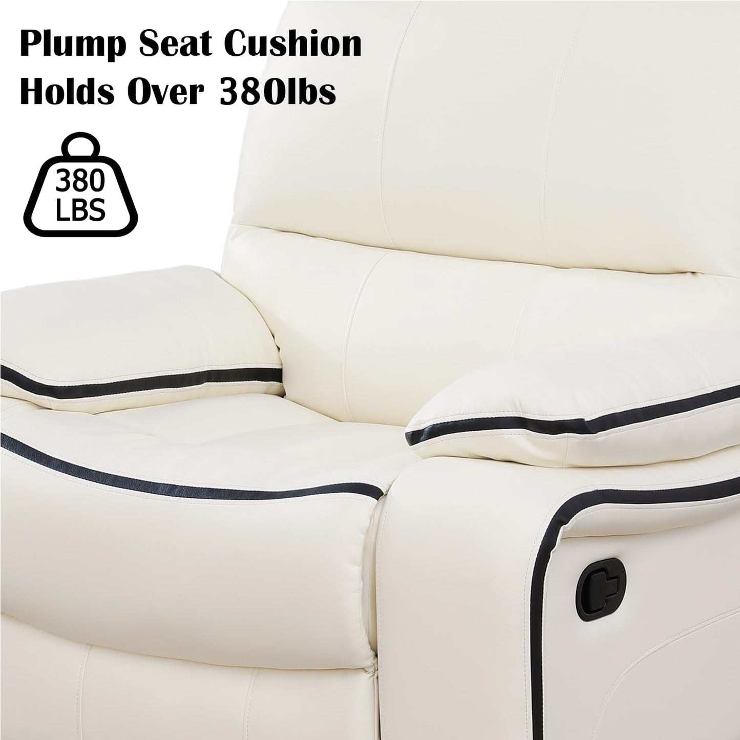 Leather Recliner Sofa Set With Storage Console White