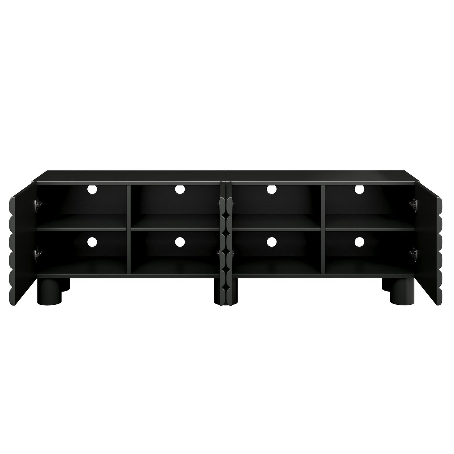 Stylish Thick Wavy Door TV Cabinet with Adjustable Shelves