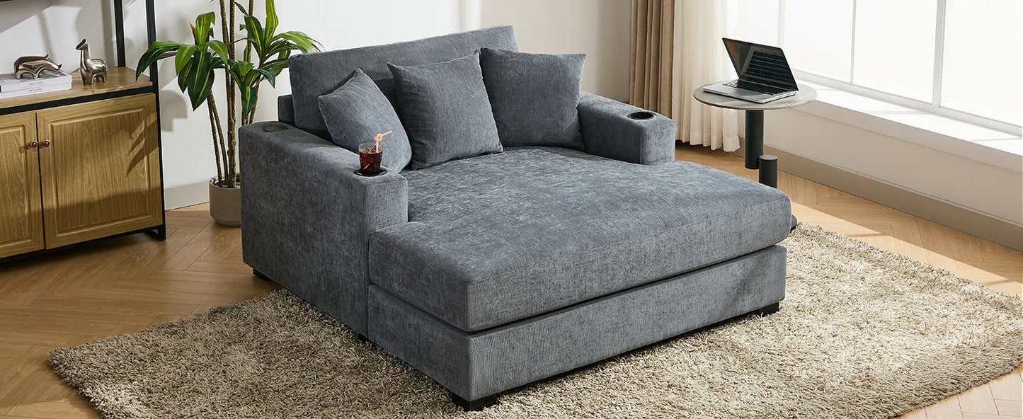 55" Oversized Chaise Lounger Modern Style Sofa Couch