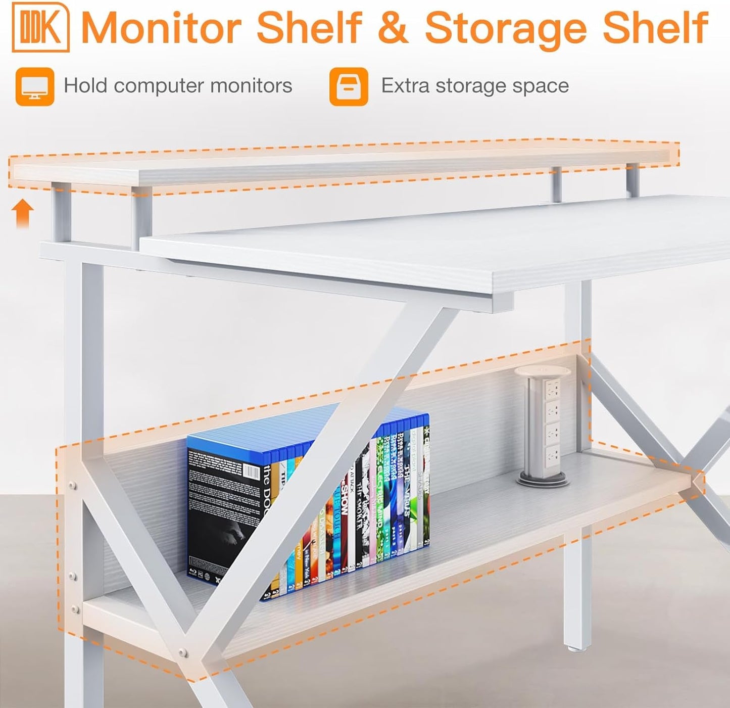 27.5 Inch White Computer Desk With Storage Shelves