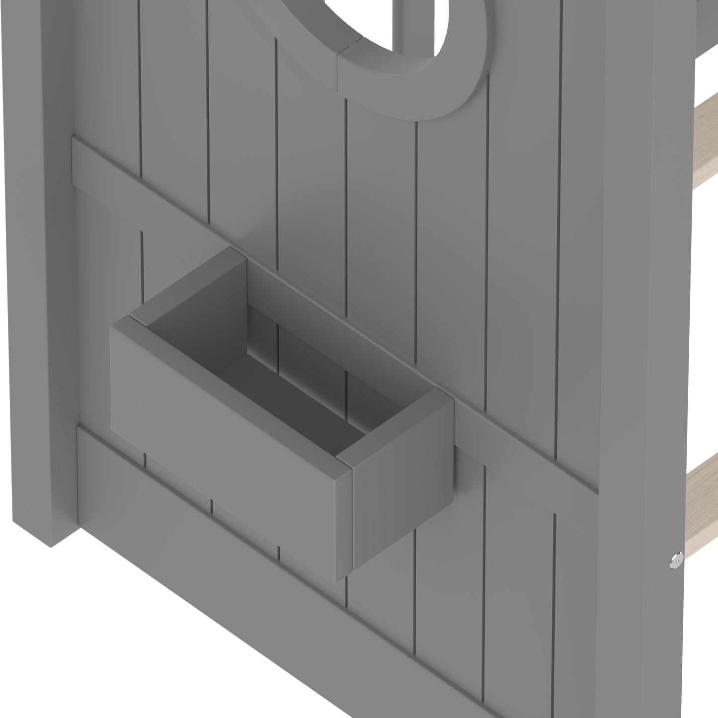 Full Size Floor House Bed for Toddler, Kids Montessori Bed  with Storage Shelf, Playhouse Bed with Roof Design, Gray