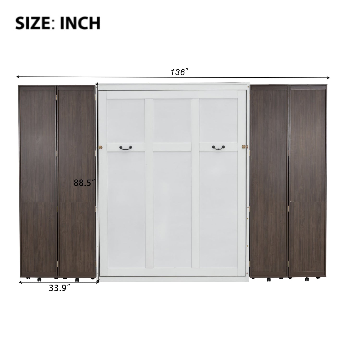 Queen Murphy Bed Wall Bed with Storage Doors, Espresso