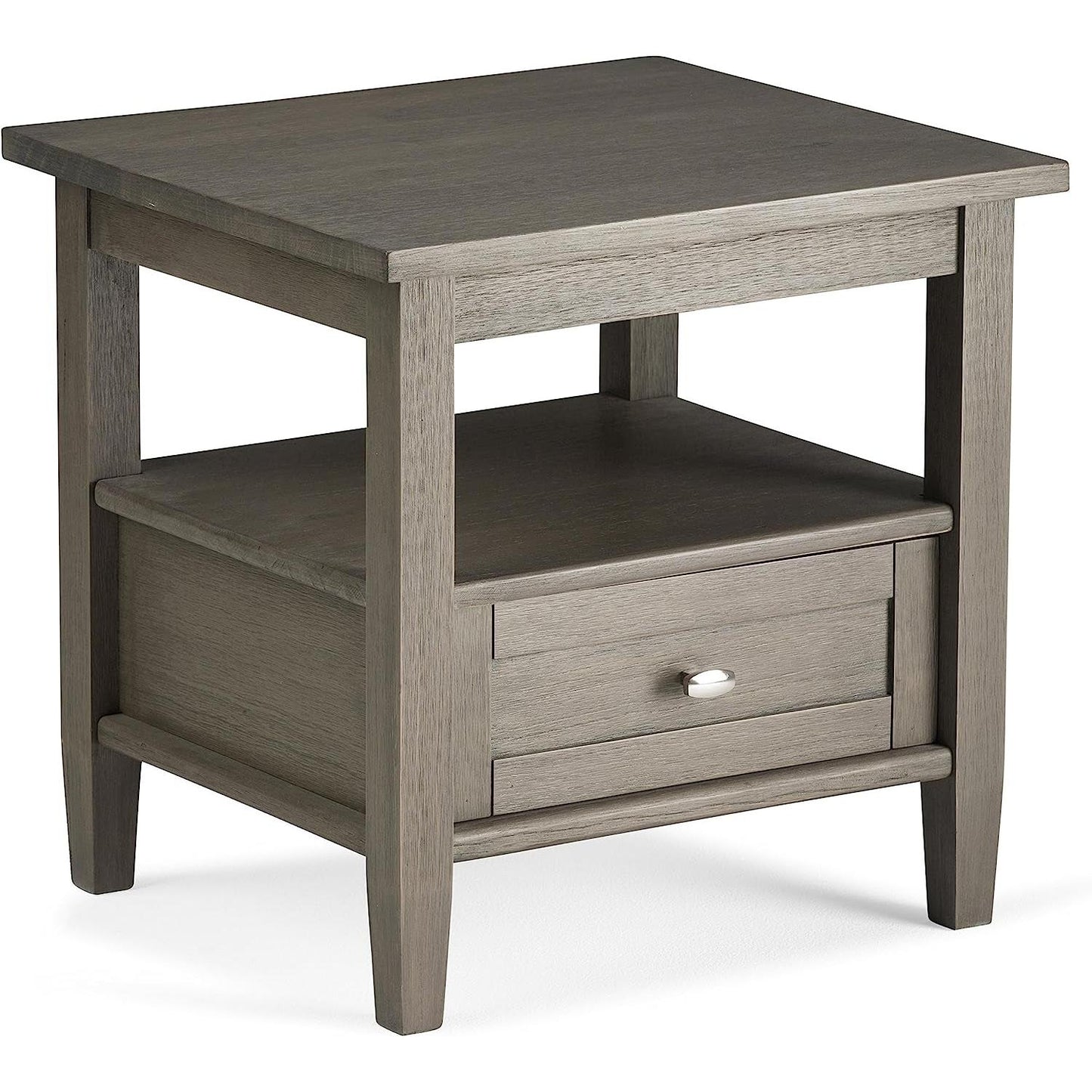Solid Wood Rectangle End Table With Drawer Farmhouse Grey
