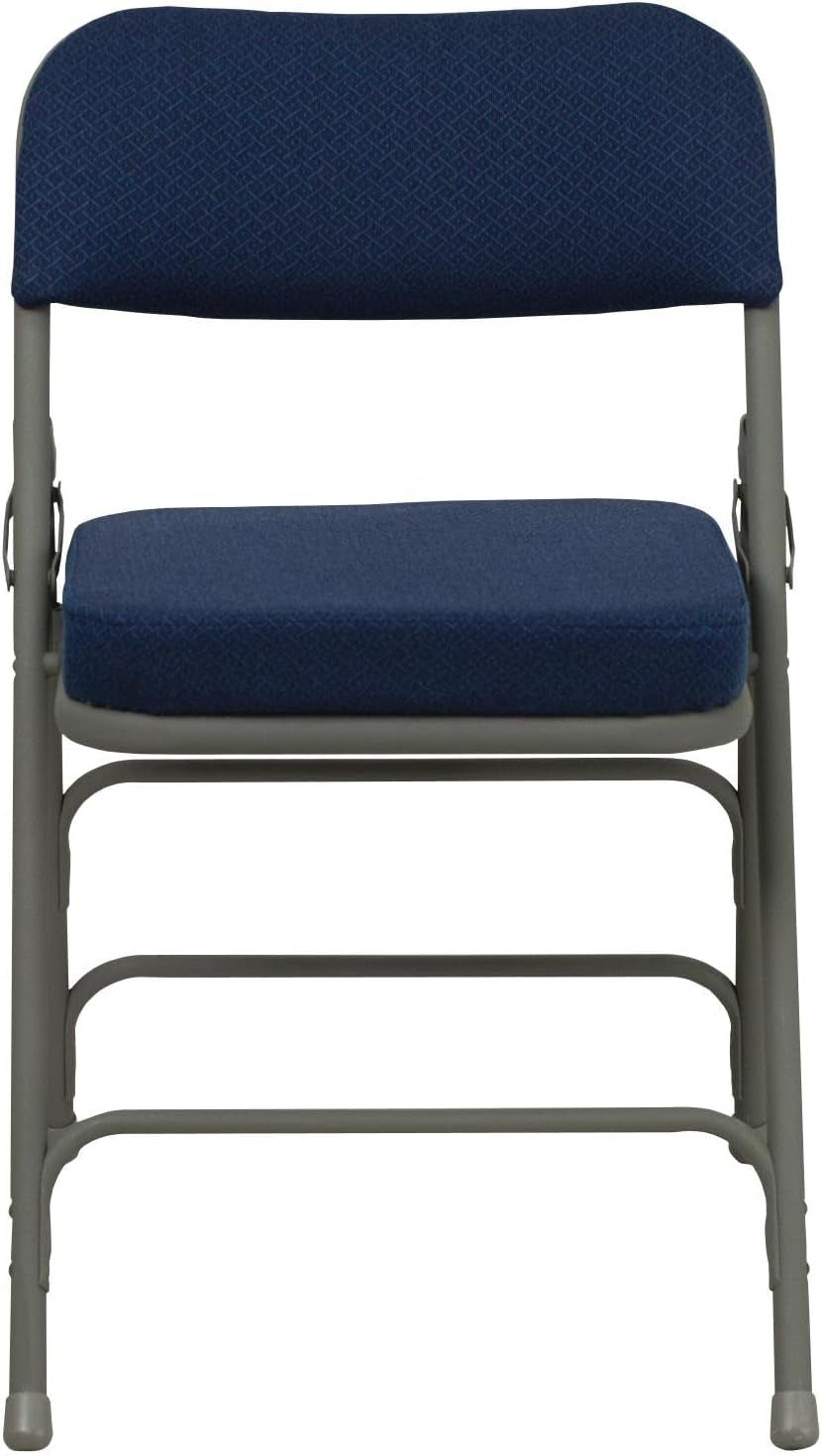 Navy Cushioned Metal Folding Chairs Set of 2 for Events