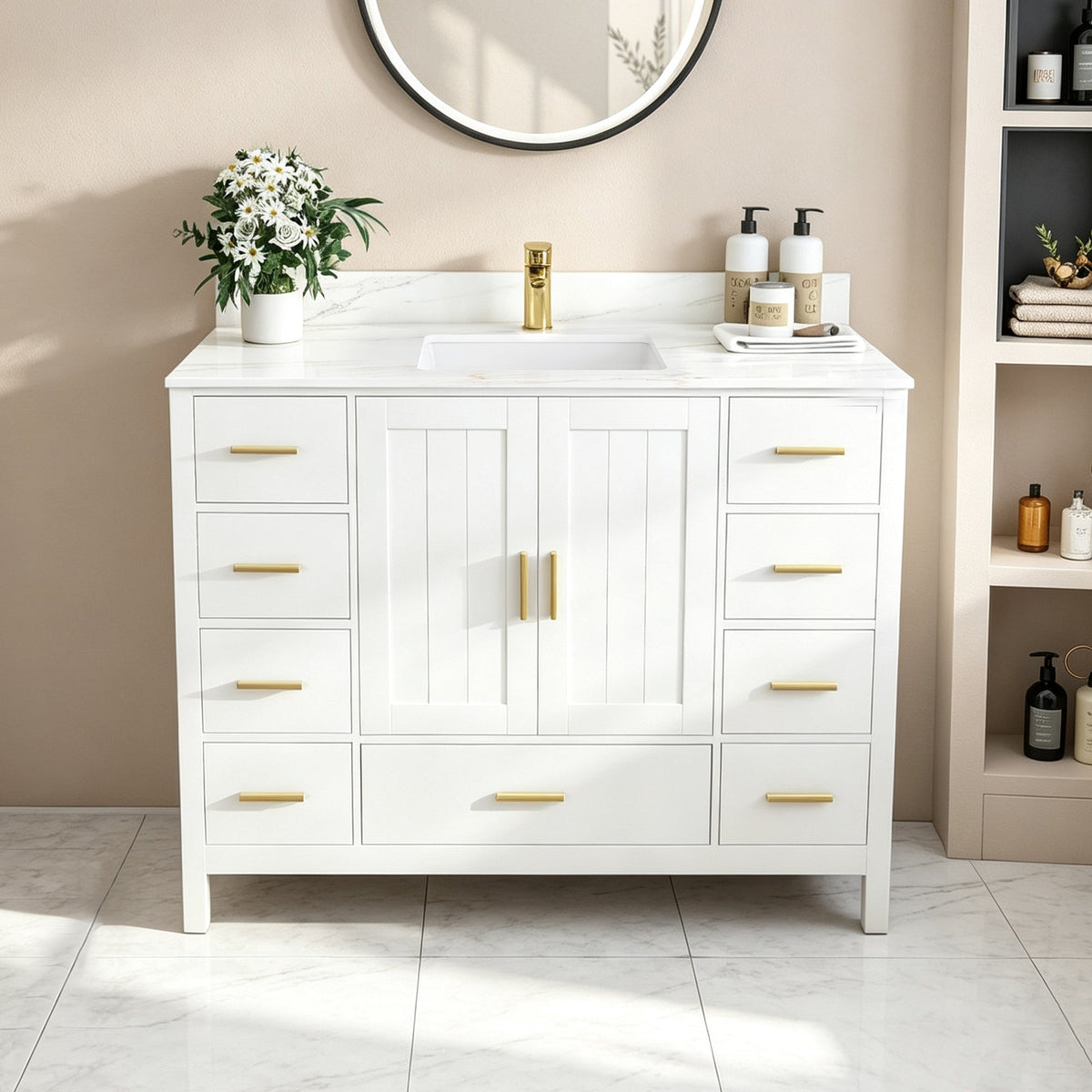 42" Modern Solid Wood Bathroom Vanity with Sink