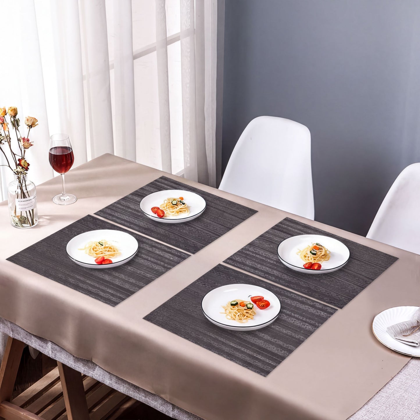 PVC Placemats - Brown Dining Table Mats | Heat Resistant, Non Slip Protection