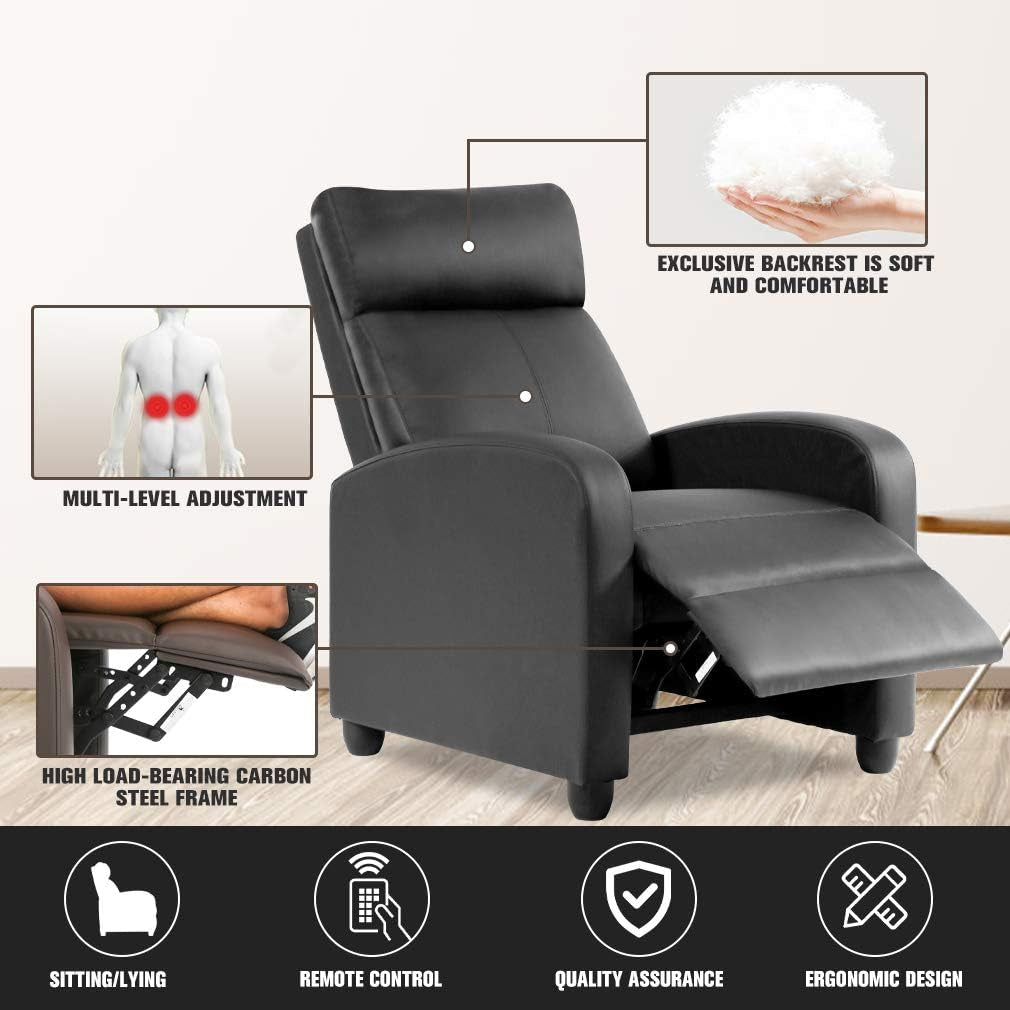 Leather Recliner Sofa With Massage And Heat Therapy