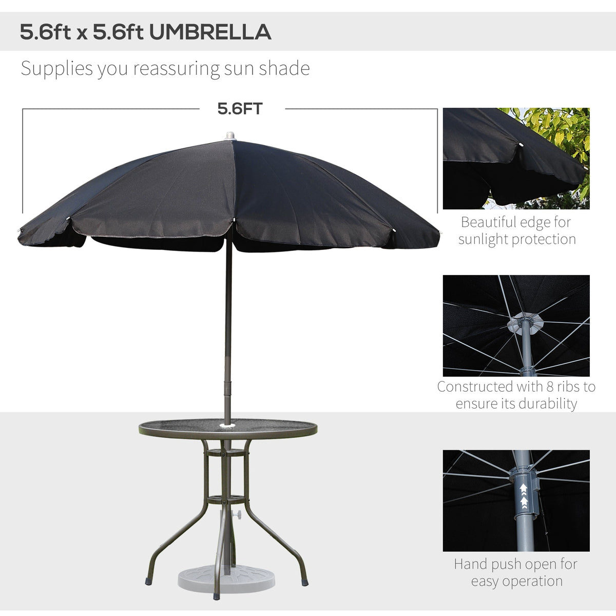 Outsunny 6 Piece Patio Dining Set for 4 with Umbrella
