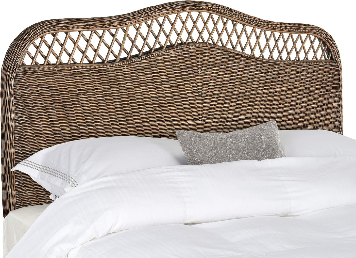 Intricately Woven Brown Rattan Queen Size Headboard