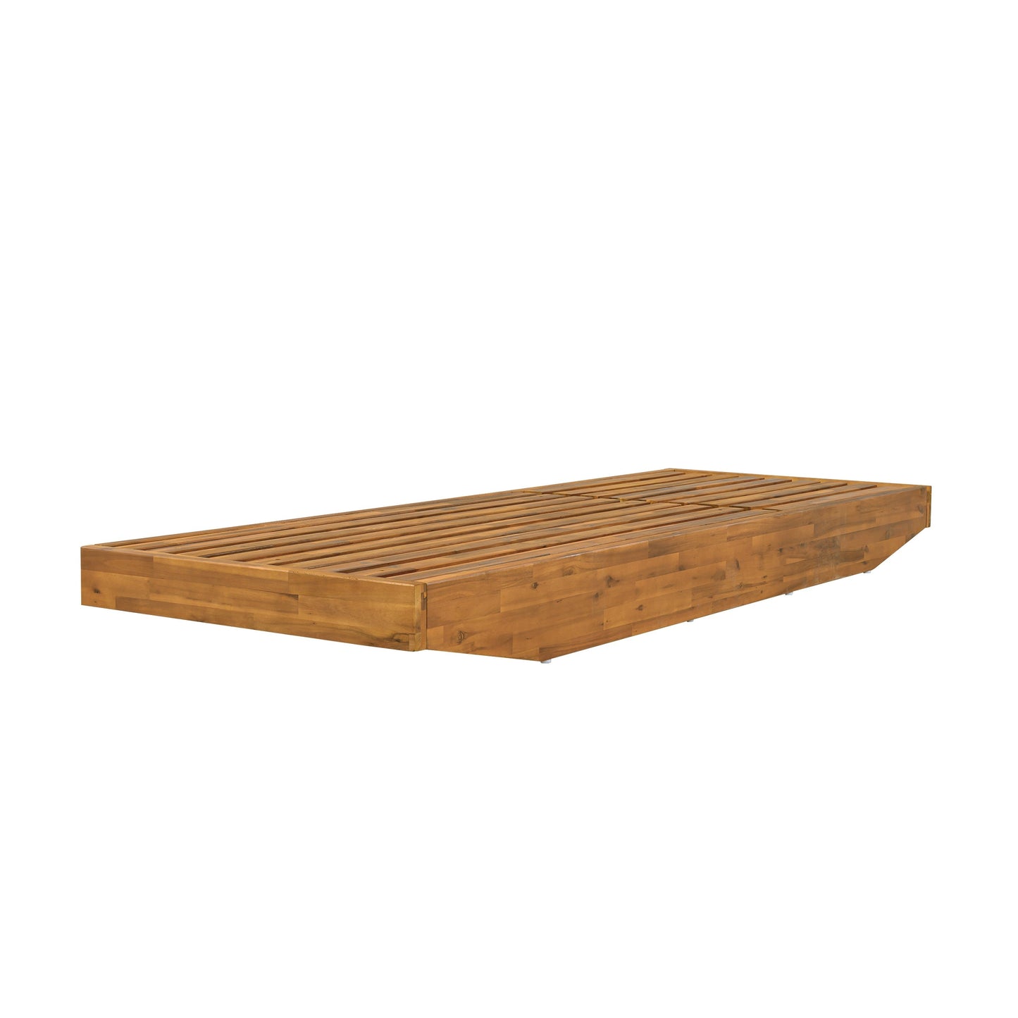 Modern Acacia Wood Outdoor Chaise Lounge with Beige Cushion
