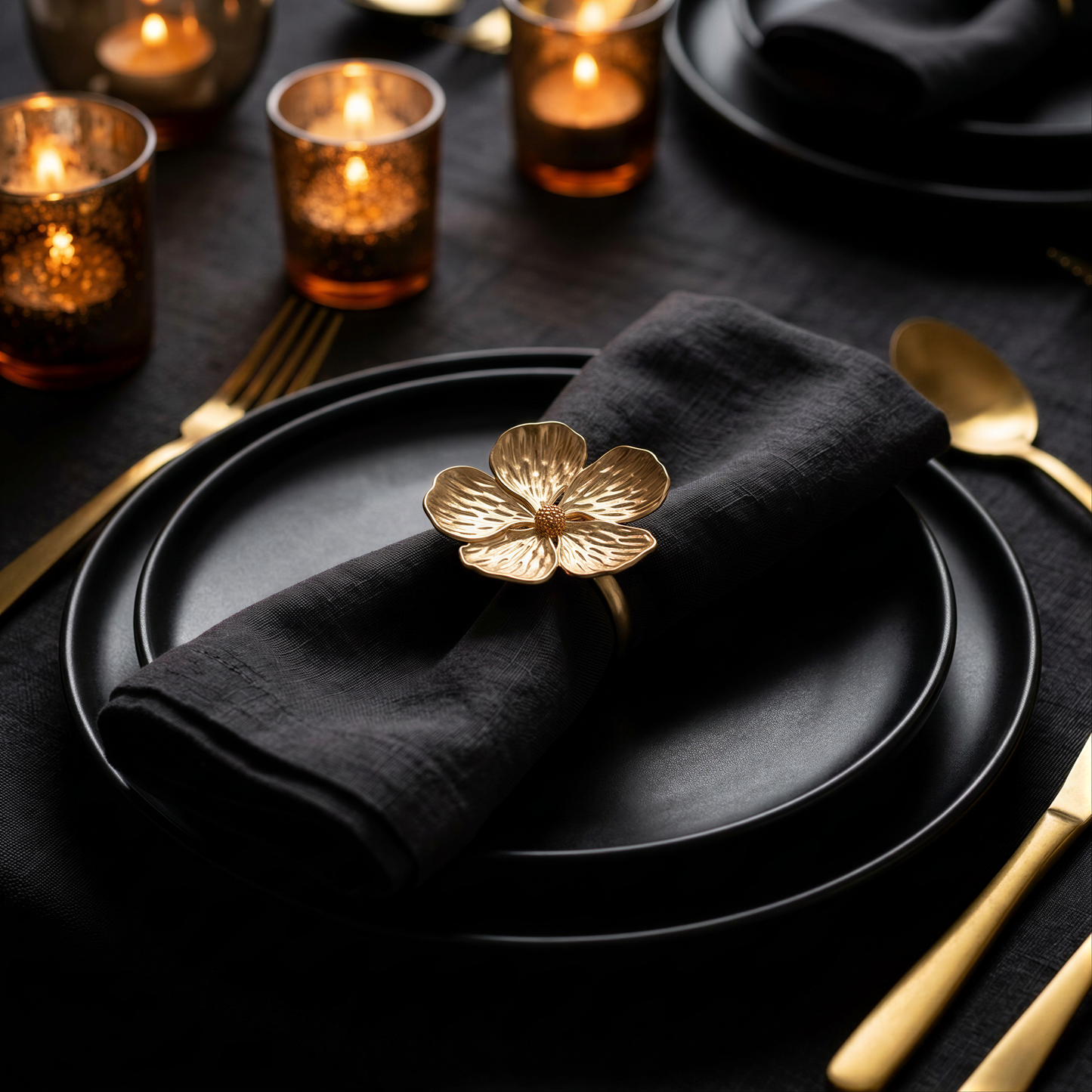 Gold Floral Napkin Rings – Elegant Metal Table Decor Rings for Dining