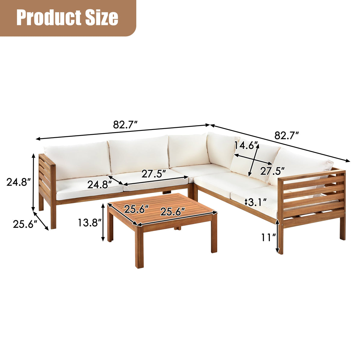 Wood Structure Outdoor Sofa Set