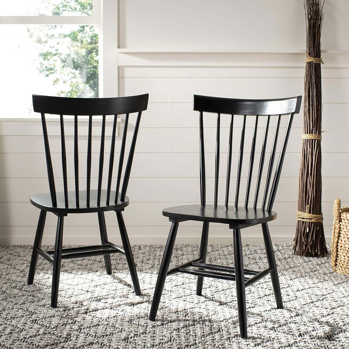 Parker Spindle Windsor Dining Chair Set Of 2 Black 17 Inch
