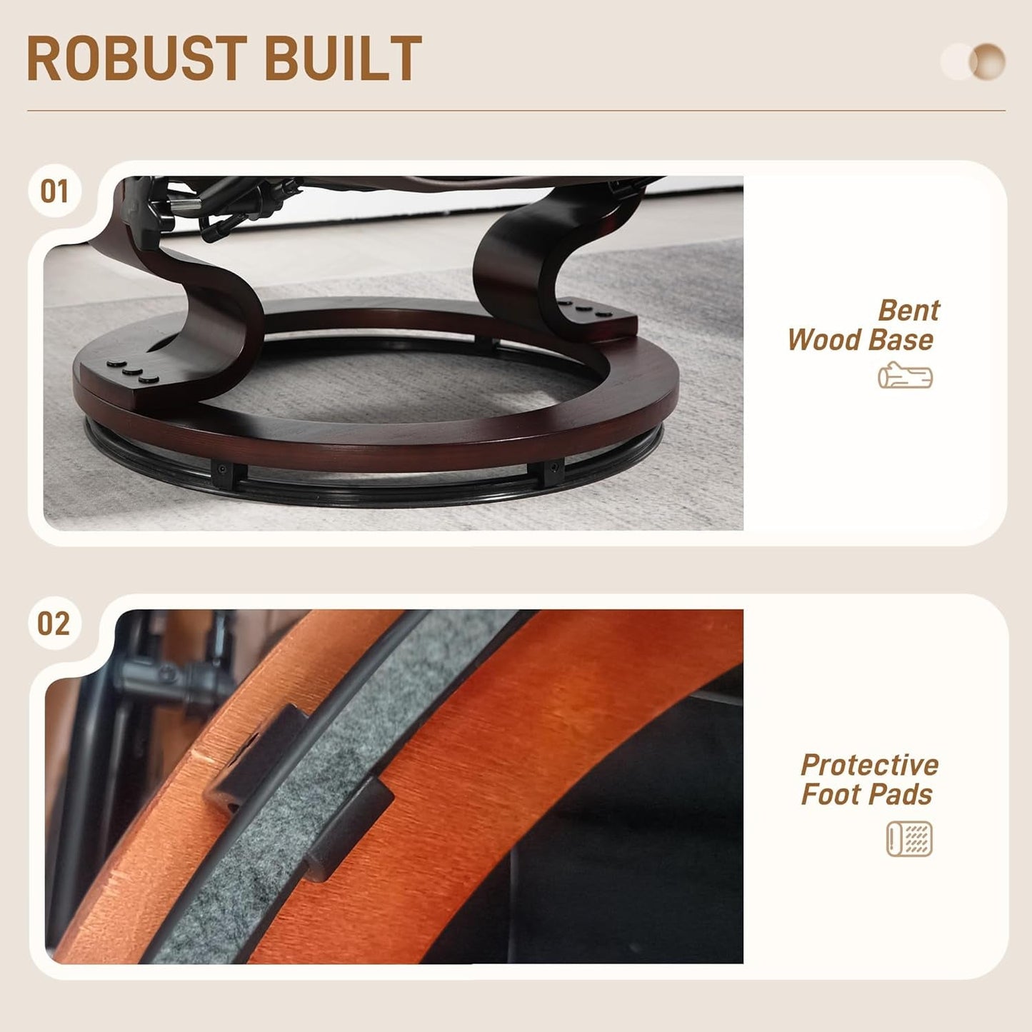 Faux Leather Reclining Chair With Ottoman Brown High Back