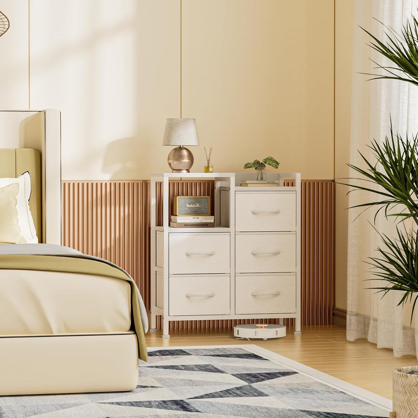 White 5 Drawer Dresser With Metal Frame Bedroom Storage
