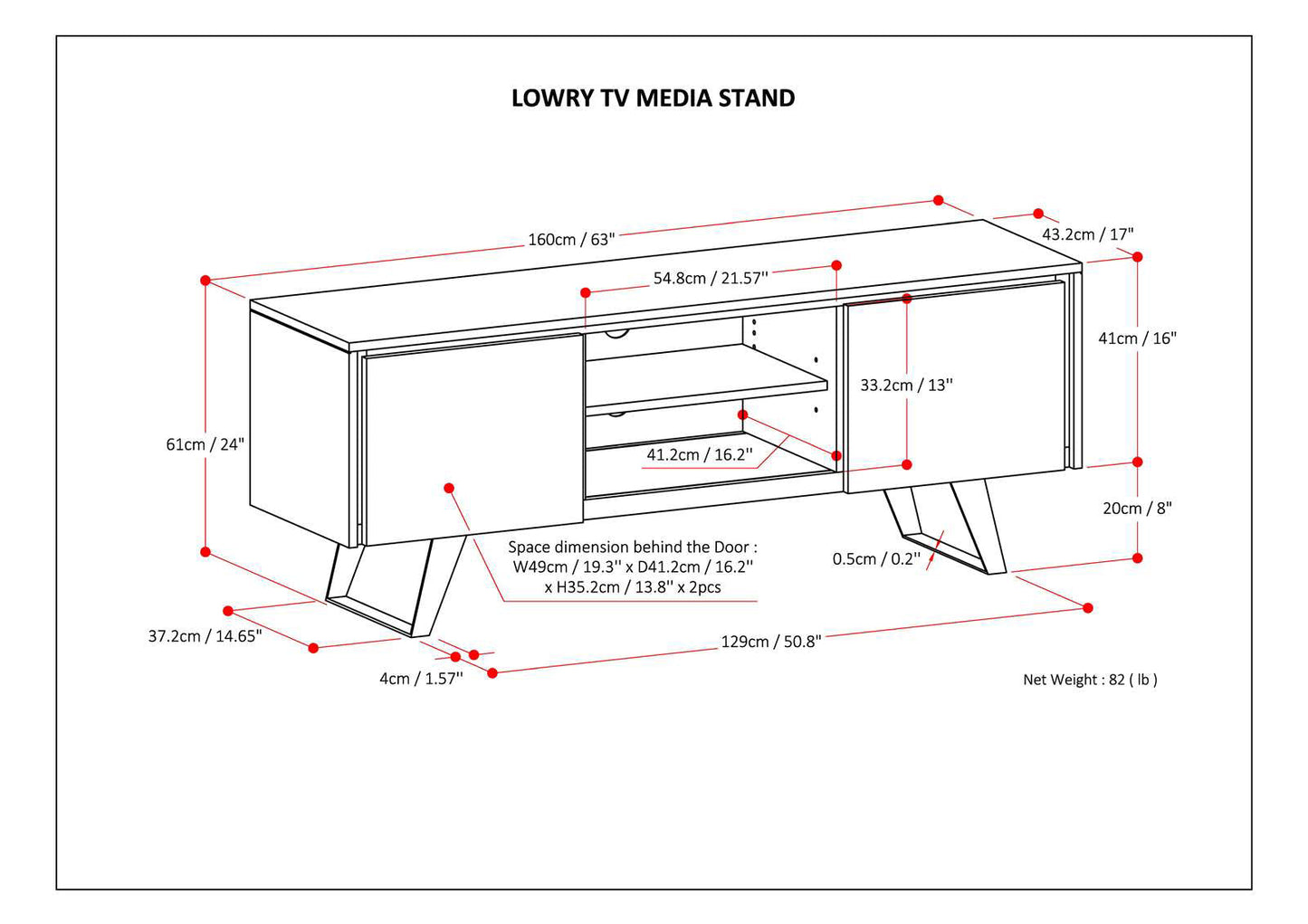 Lowry - TV Media Stand - Oak