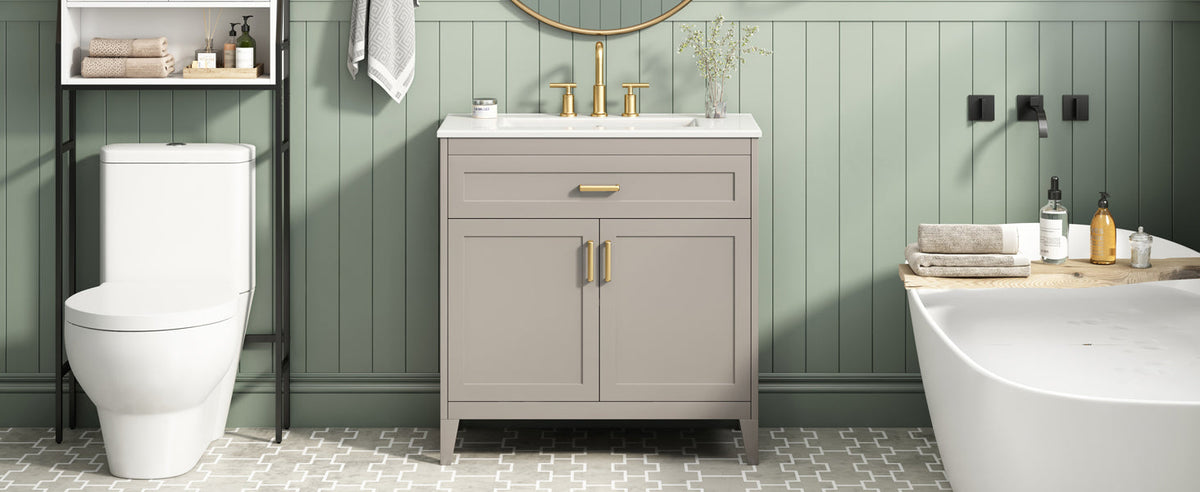 30" Bathroom Vanity with Ceramic Sink Top