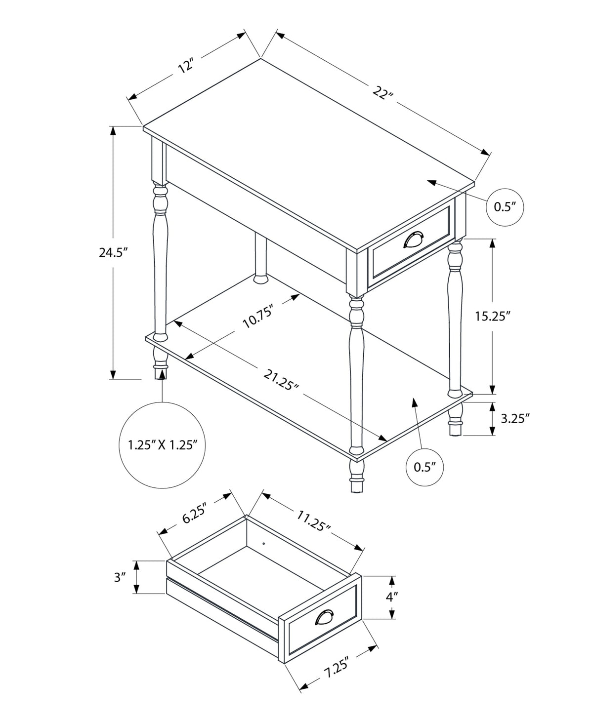 2 Tier Accent Table with Storage Drawer