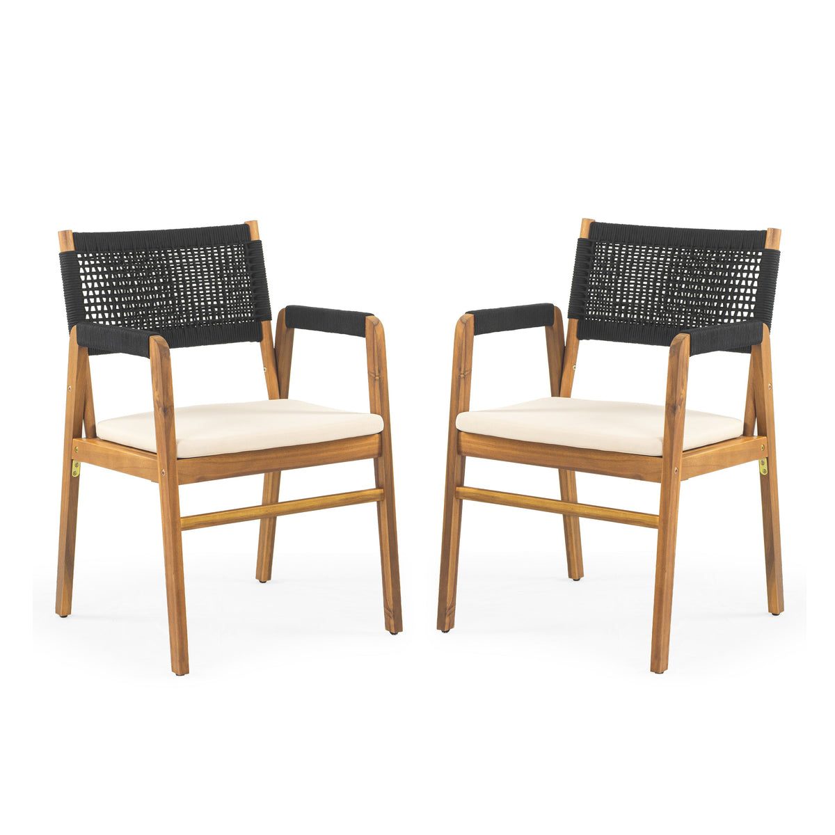 Outdoor Acacia Wood Dining Armchair with Cushion
