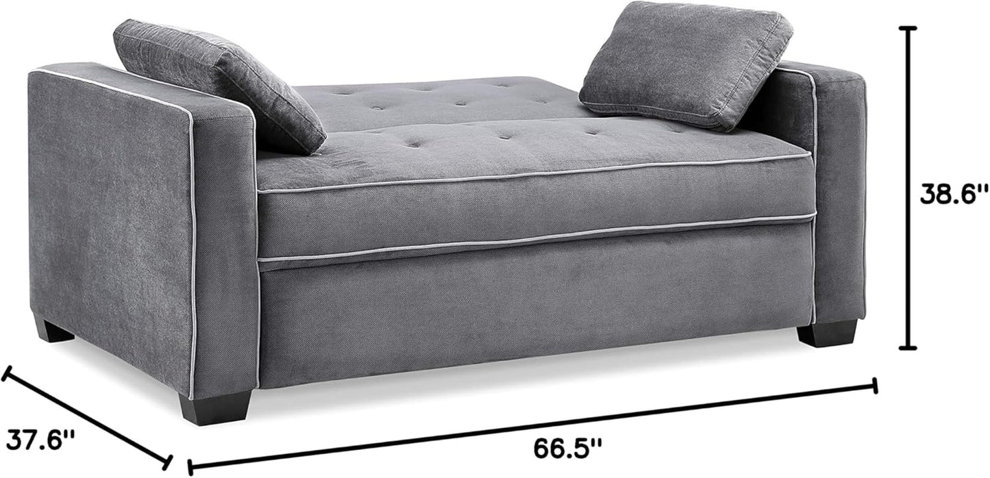Ainsley Loveseat With Pull Out Sleeper Microfiber Charcoal