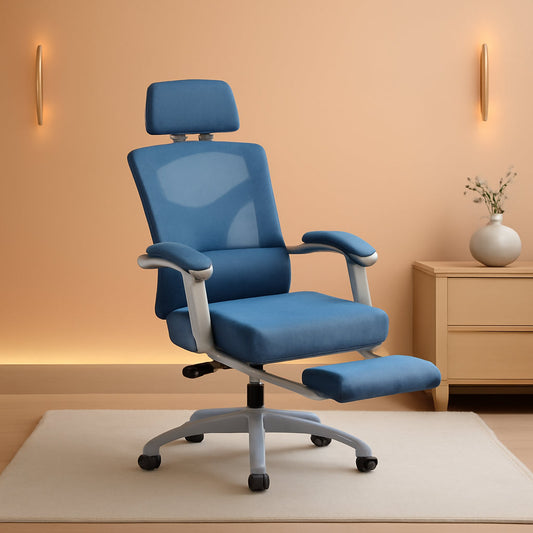 Blue Ergonomic Mesh Office Chair With Lumbar Support