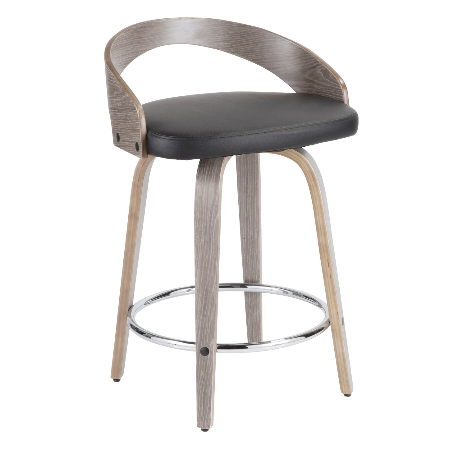 25" Mid-Century Modern Fixed Height Counter Stool with Swivel in Light