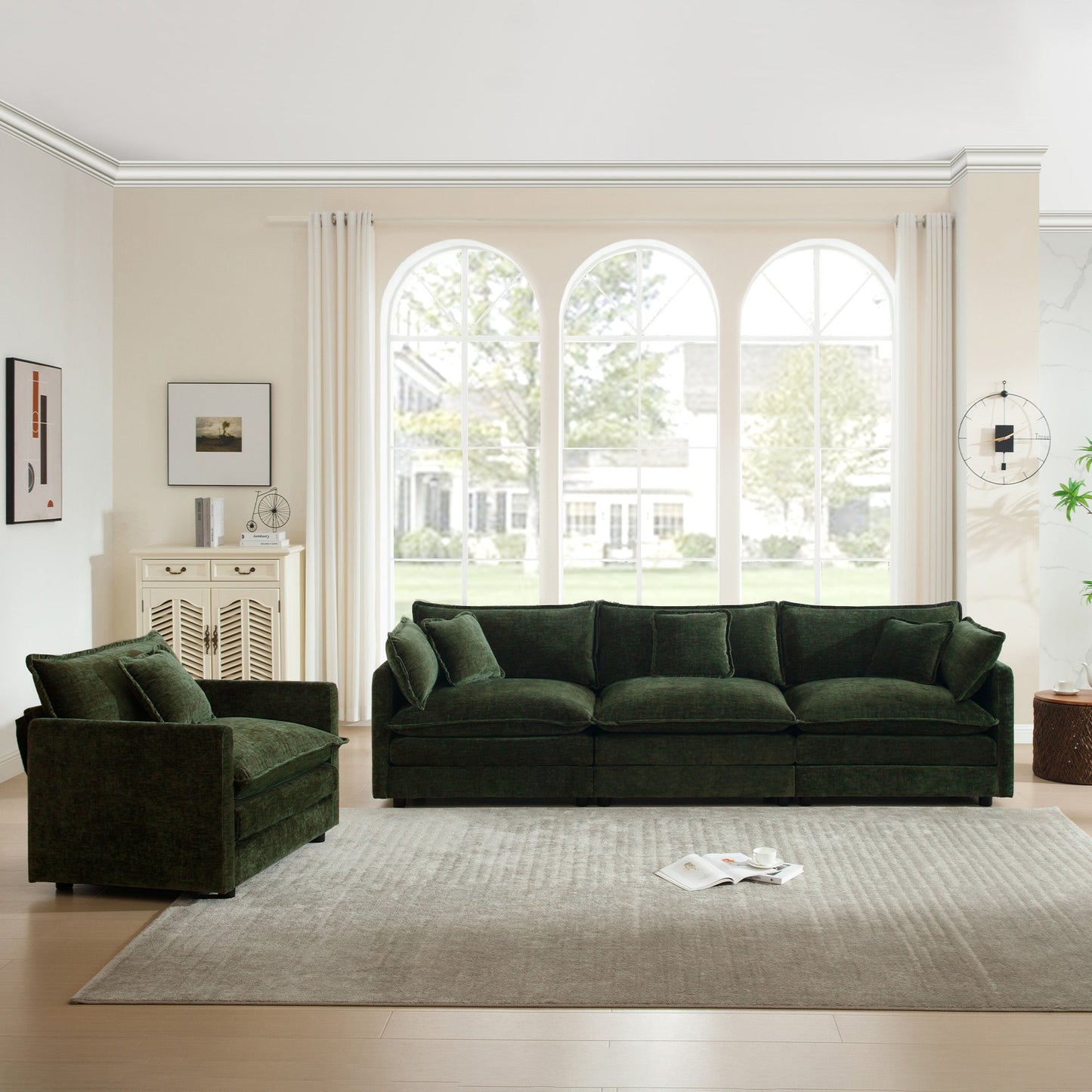 2-Piece Upholstered Sofa, Living Room Sectional Sofa Set
