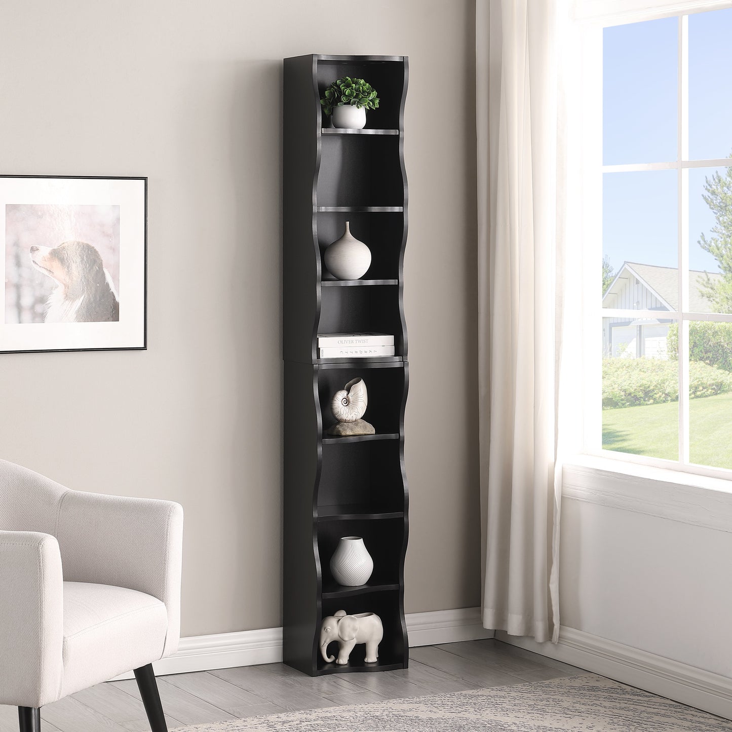 8-Layer Adjustable Shelf Ultra-Thin Bookshelf