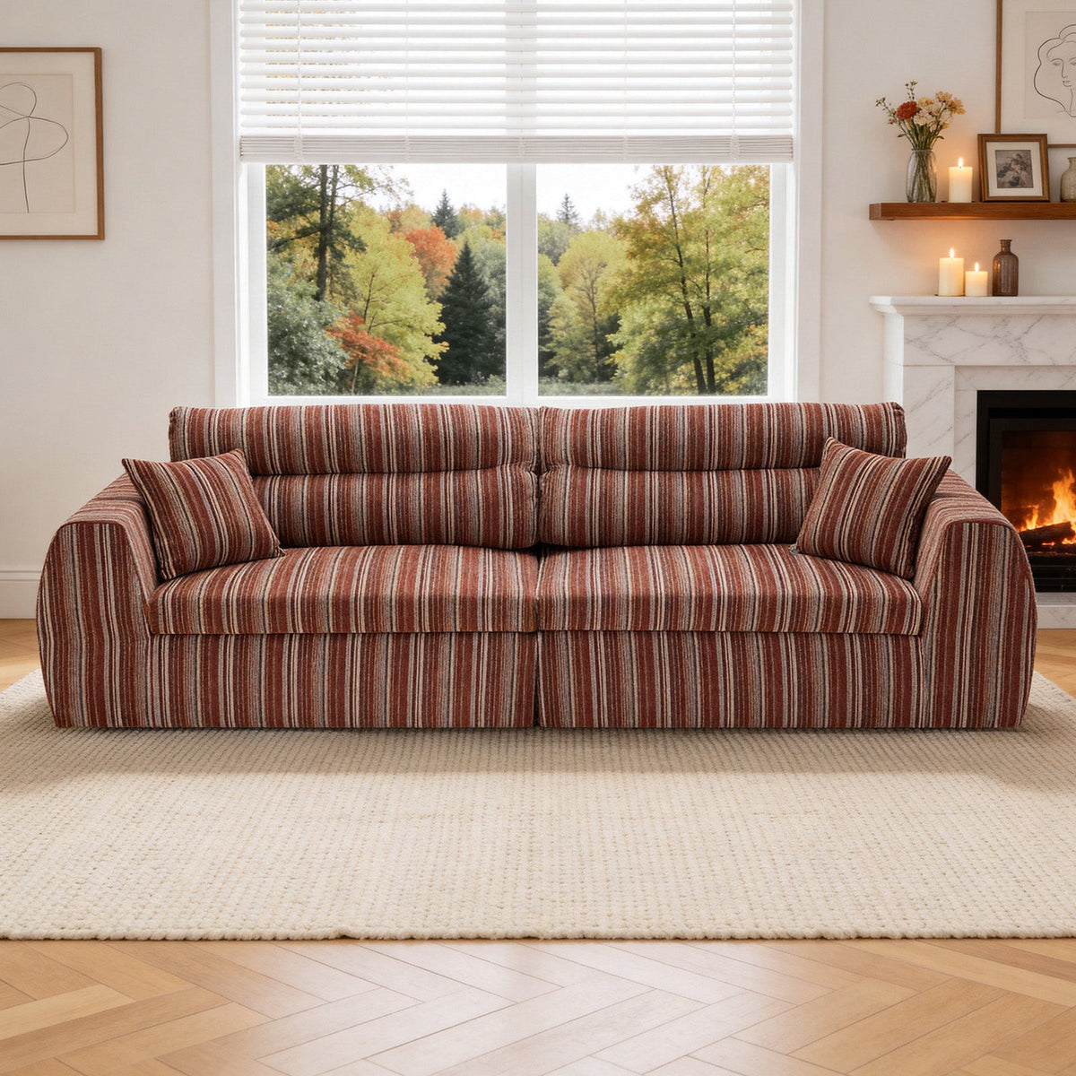 Woven Chenille Striped Compression Sofa