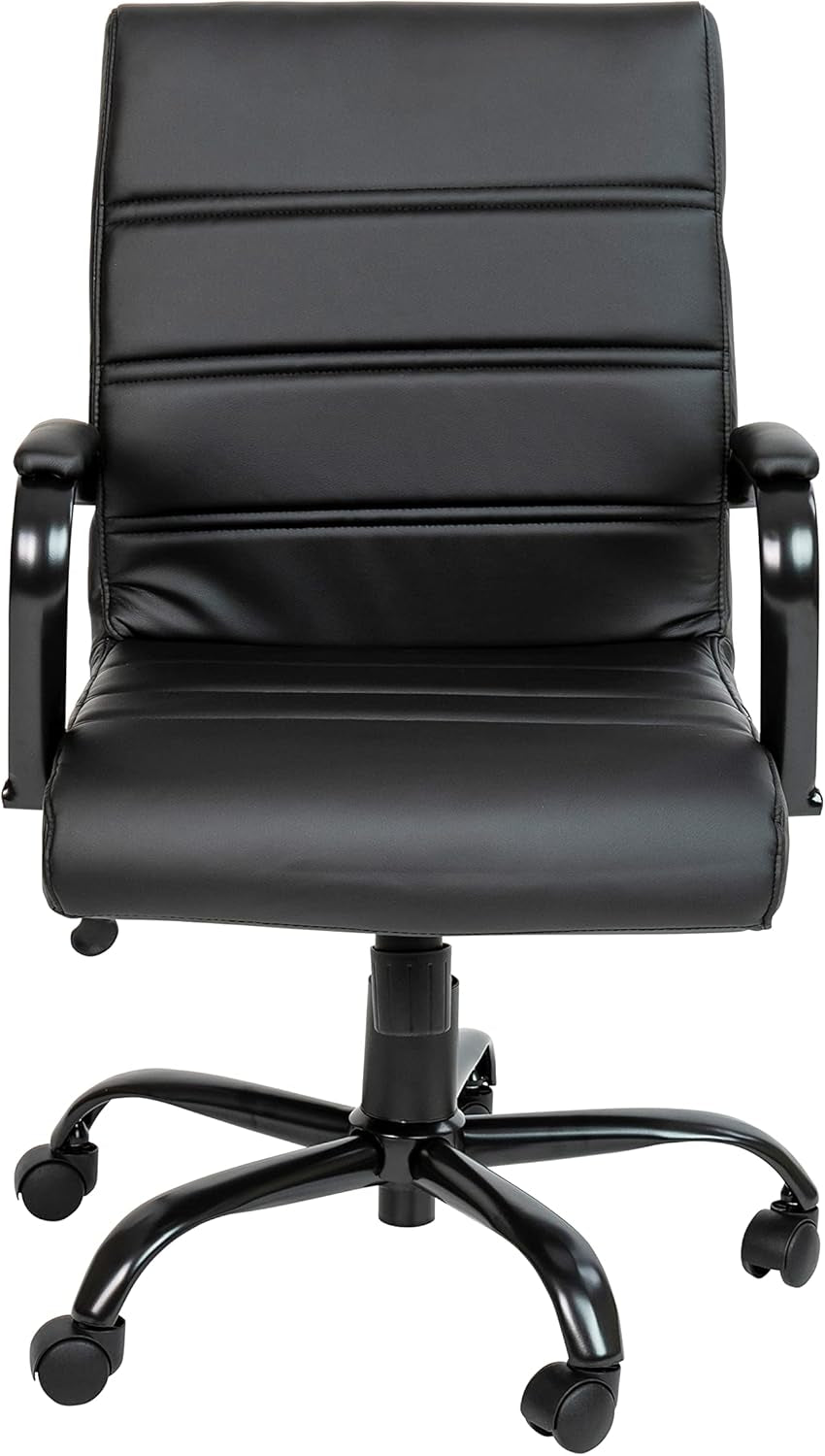 Black Office Chair With Adjustable Height And Padded Seat