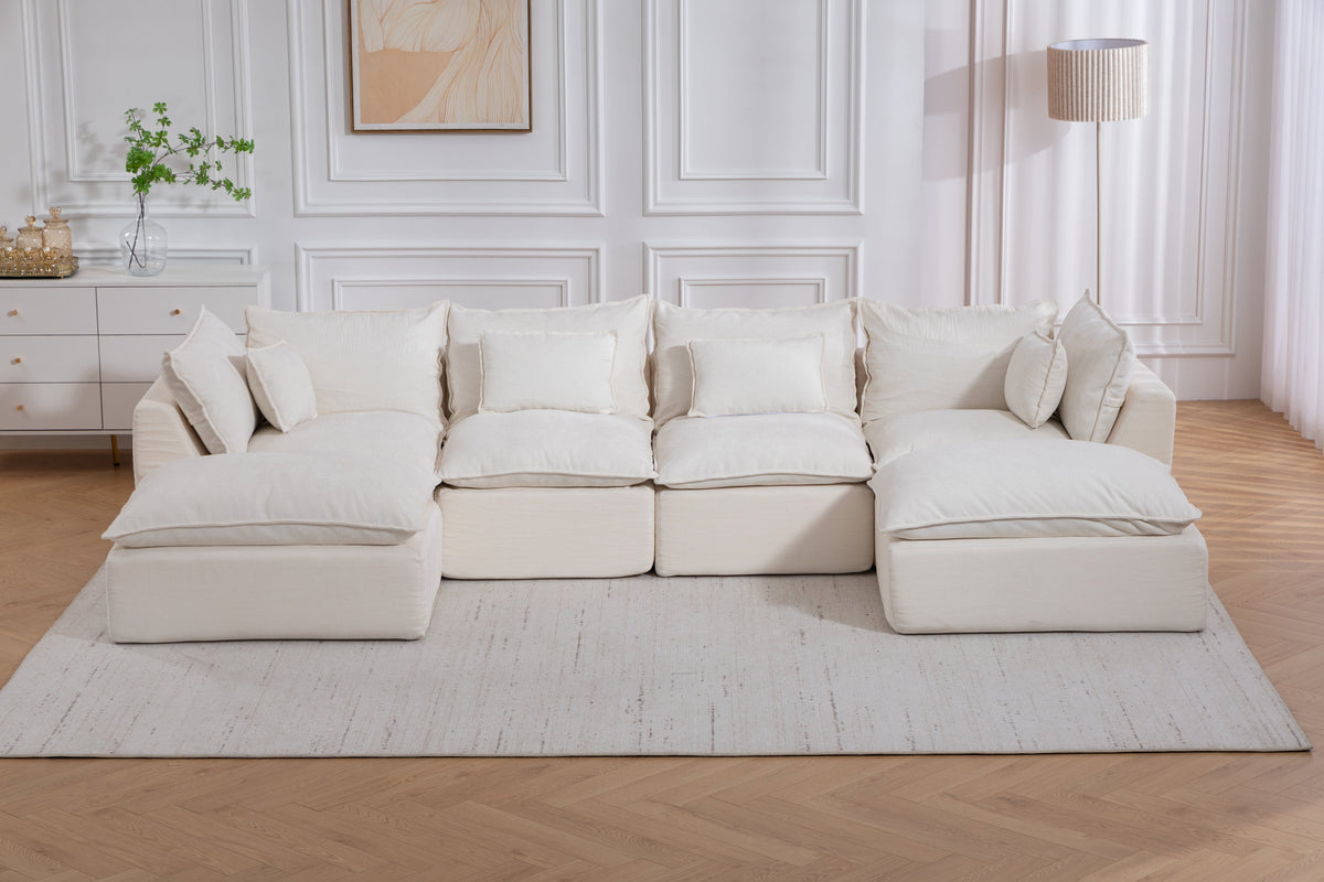 129.8" Width Cloud Couch Oversized Modular Sectional Sofa