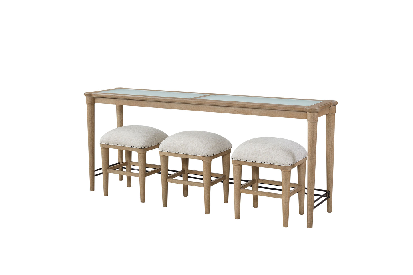 Frosted Glass Console Table With 3 Stools