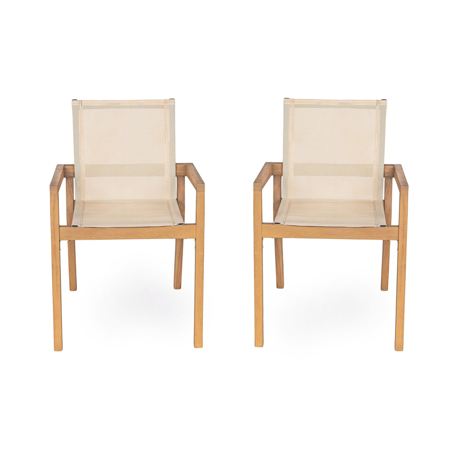 Belfast Dining Chair With Acacia Wood Frame And Mesh Seating (Set of 2)