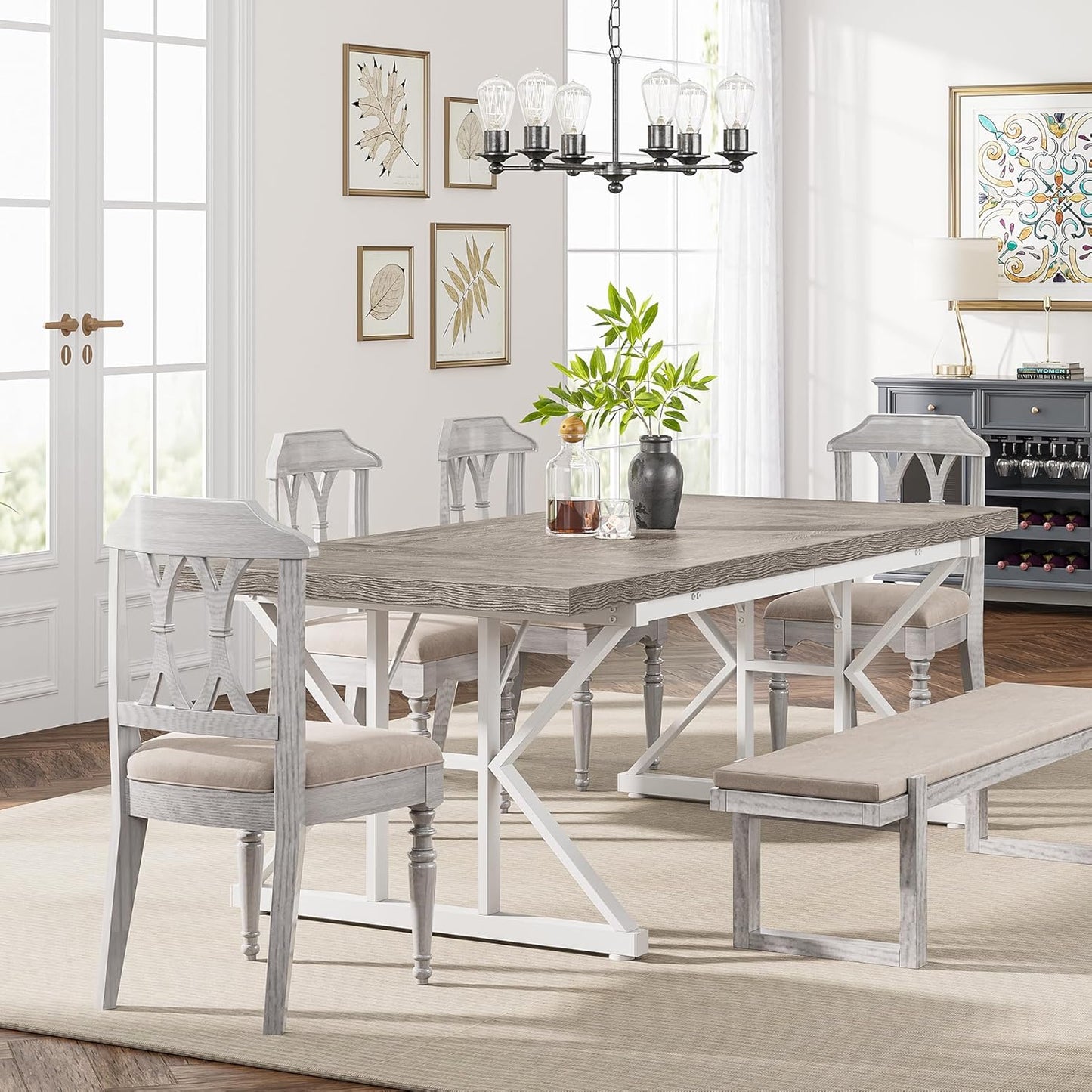 71" Farmhouse Dining Table for 6