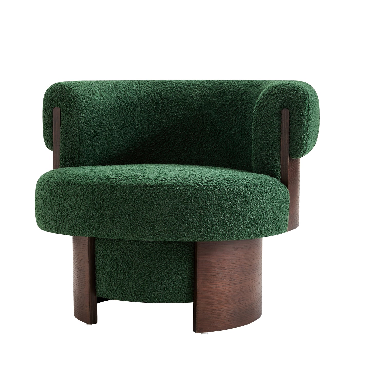 Modern 32'' Wide Curved Sculptural Swivel Barrel Chair