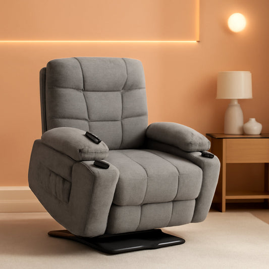 Power Lift Recliner Chair With Extended Footrest Light Grey